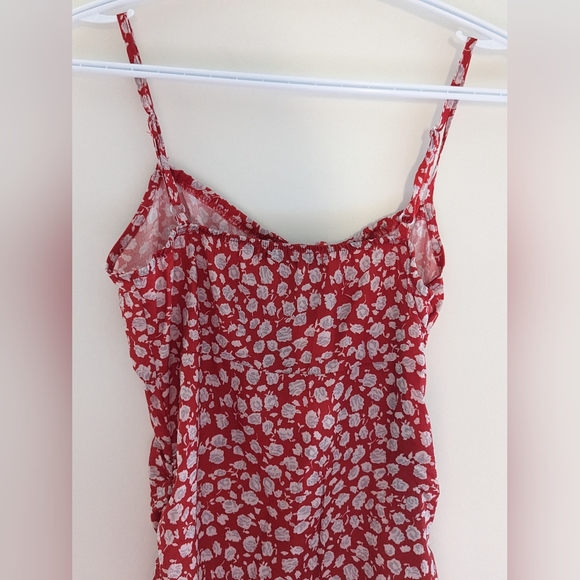 NWT CBR Floral Red Mini Ruched Dress Adjustable Straps Size S - Picture 2 of 5